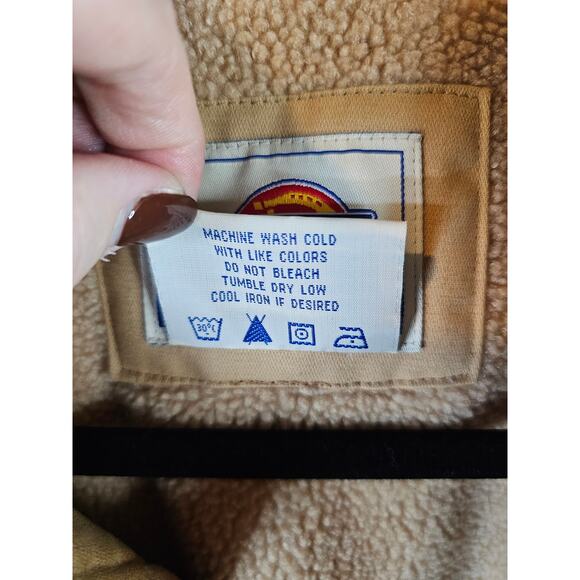 NWT Vtg Y2K Dickies Men Tan Sherpa Lined Canvas Work Jacket Insulated Full Zip L - Picture 4 of 12